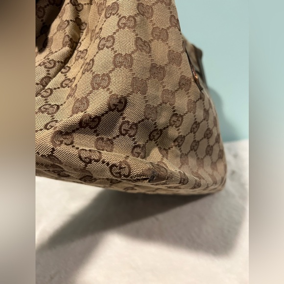 GUCCI Tote Large in Brown Canvas and Leather Materials! Authentic pre-owned - Picture 6 of 16